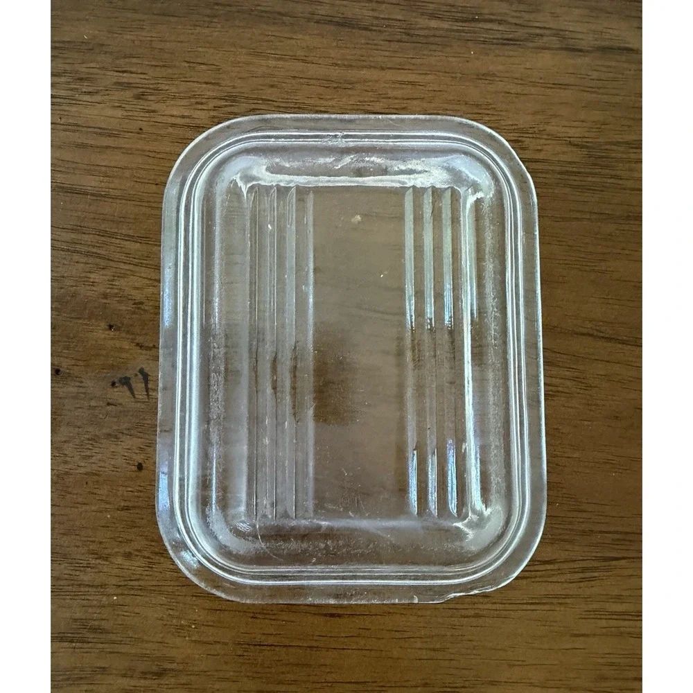 Vintage Pyrex #0501 Small White Milk Glass Refrigerator Dish Clear Ribbed Lid